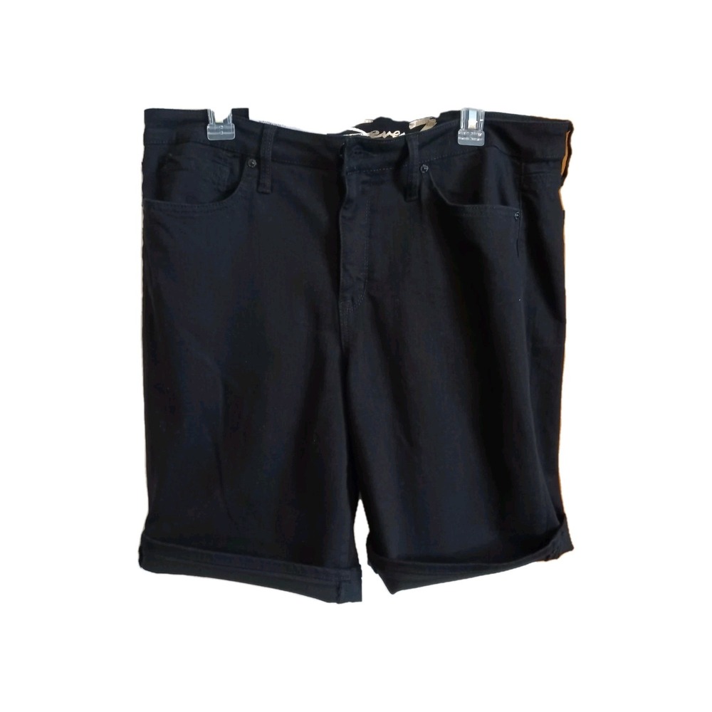 NWT Seven 7 Women's‎ Black Sunset Bermuda Rolled Cuff Jean Shorts - Size 16